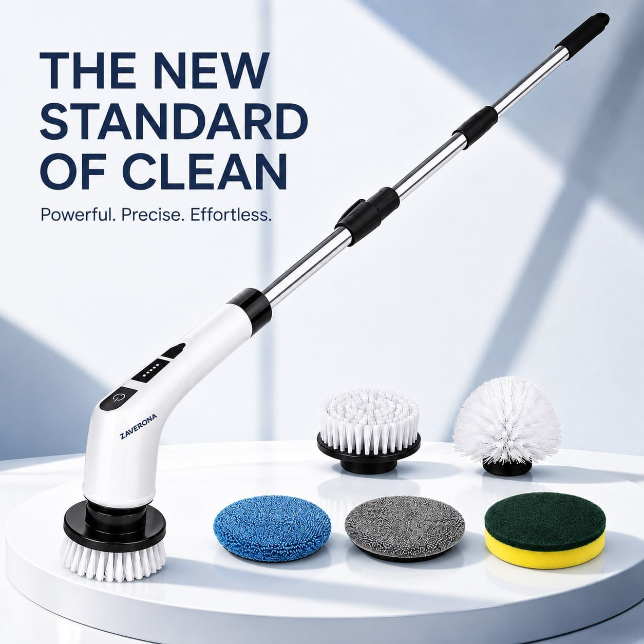 ZAVERONA FlexClean complete electric spin scrubber kit with interchangeable heads