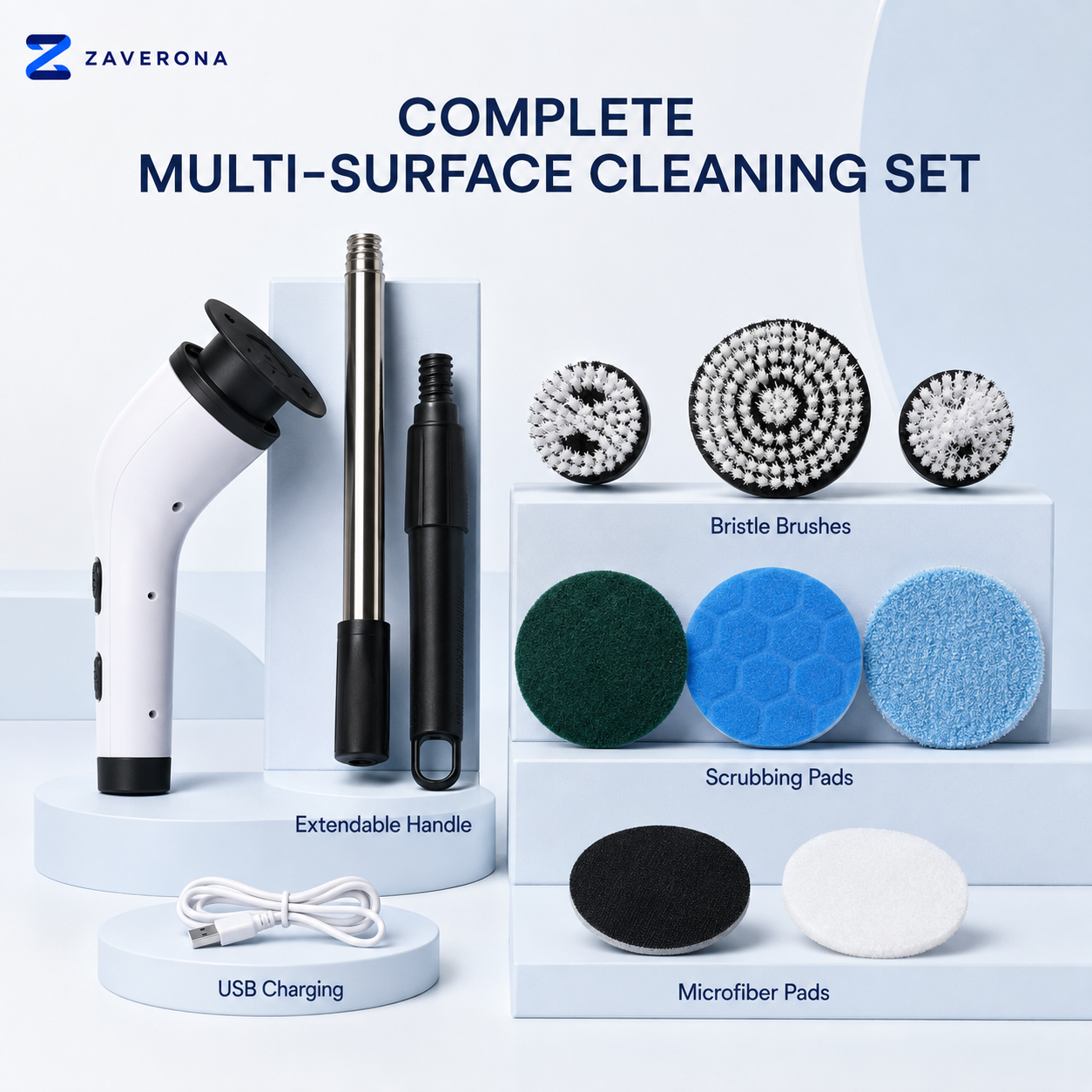 ZAVERONA FlexClean™ – Cordless Electric Spin Scrubber