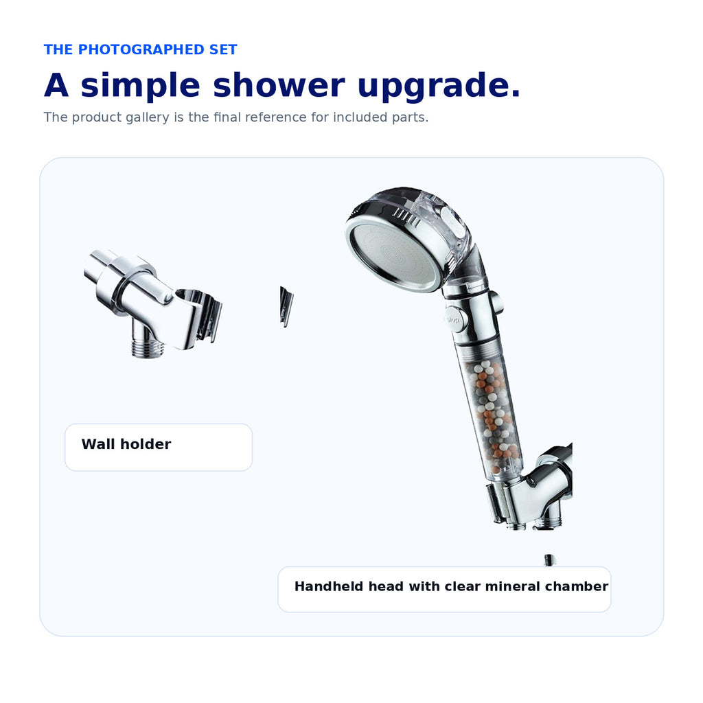 AquaFlow photographed shower head and wall holder set