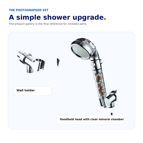 AquaFlow photographed shower head and wall holder set