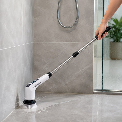 ZAVERONA FlexClean with extendable handle cleaning a shower corner