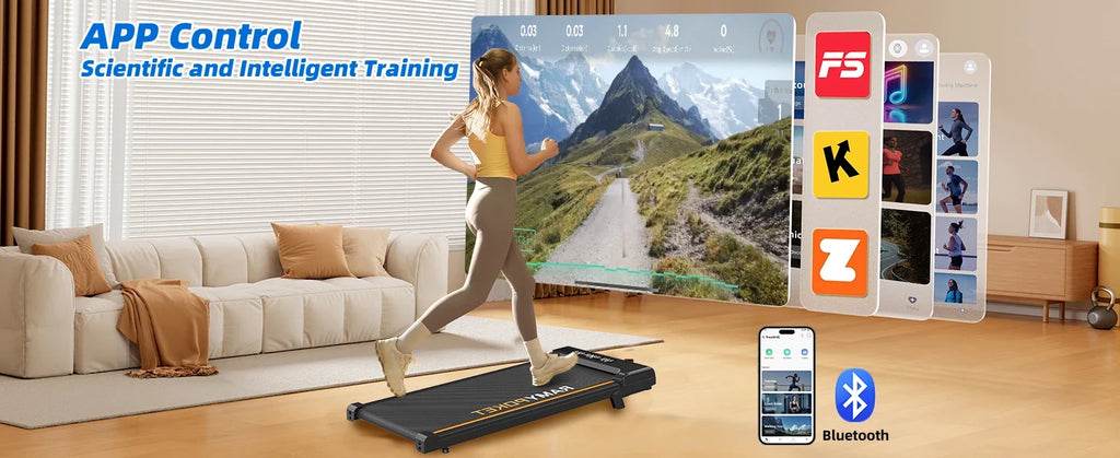 RAMYPOKET walking pad with Bluetooth app-control imagery