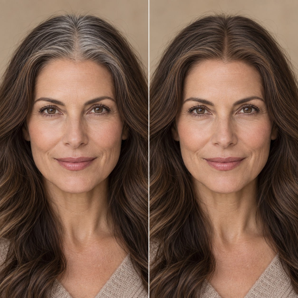 Root Veil grey root coverage before and after