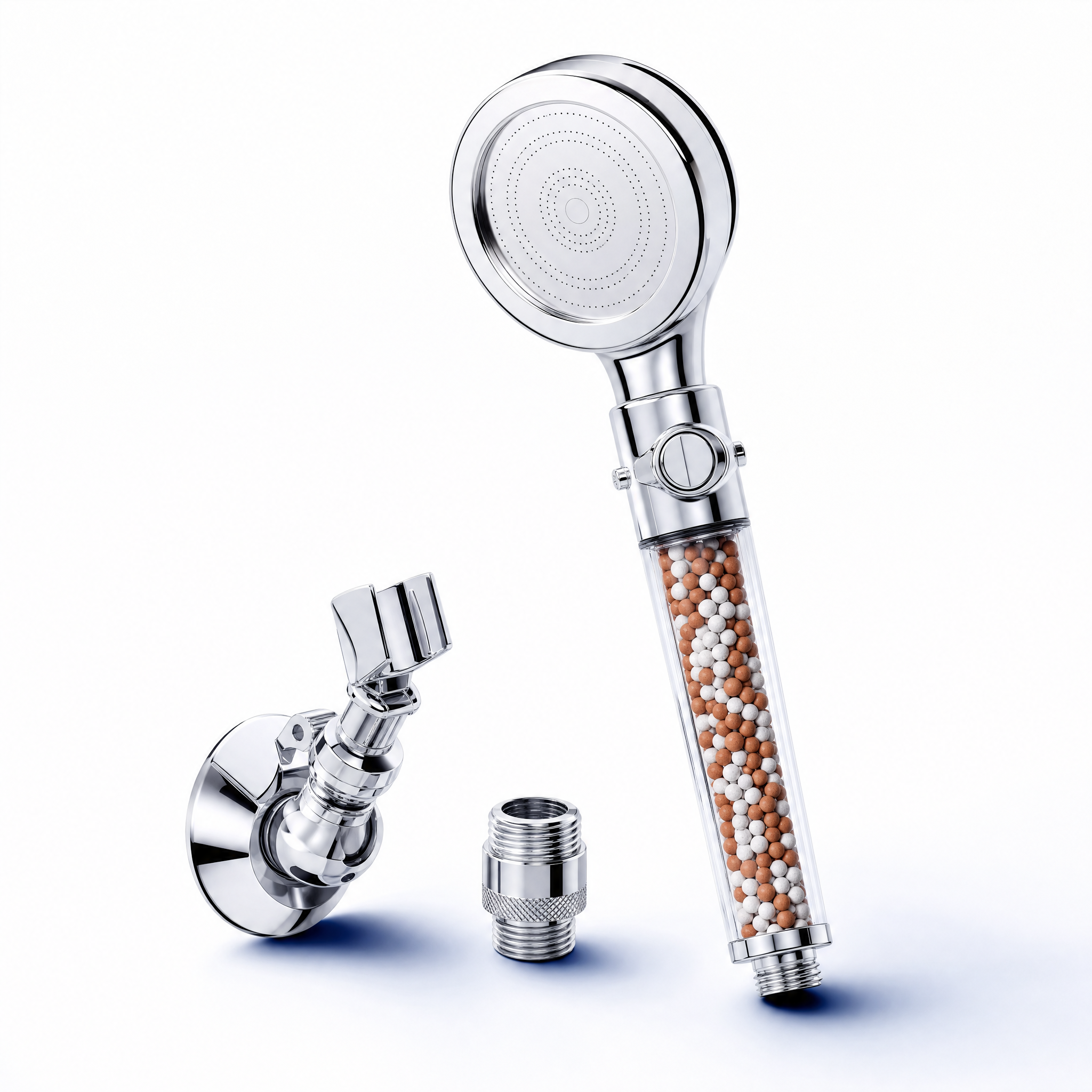 ZAVERONA AquaFlow handheld mineral-filter shower head with holder and connector